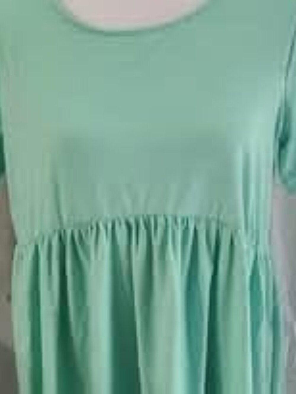 Mint Green Shirring Short Sleeve Top